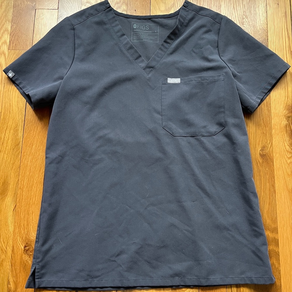 Figs Charcoal Grey scrub top